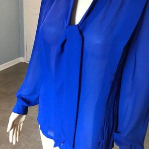 Vintage 1970's  Blue Chiffon Blouse M